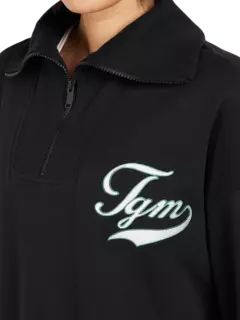 سويت شيرت كبير الحجم بسحاب قصير وطبعة بنمط جامعي:Staged:thatProductCatalog