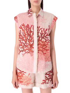 بلوزة بدون أكمام بطبعة مرجانية رينا