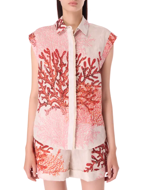 بلوزة بدون أكمام بطبعة مرجانية رينا