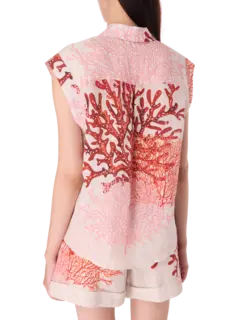 بلوزة بدون أكمام بطبعة مرجانية رينا