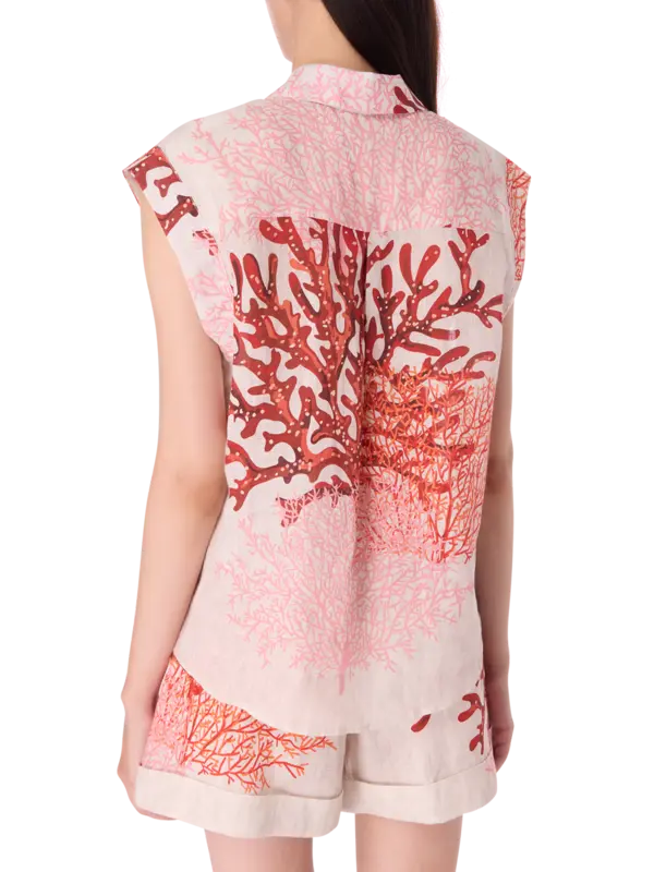 بلوزة بدون أكمام بطبعة مرجانية رينا