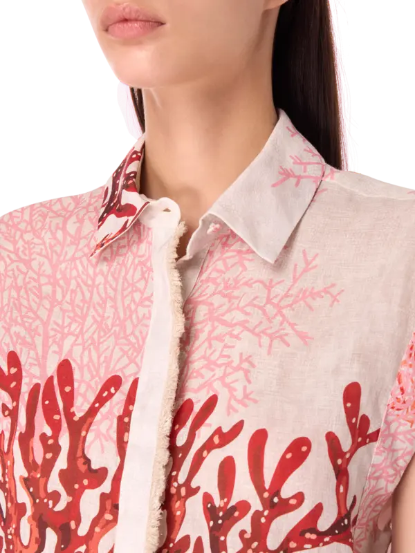 بلوزة بدون أكمام بطبعة مرجانية رينا