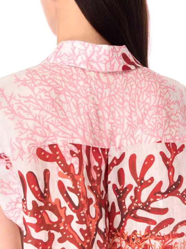 بلوزة بدون أكمام بطبعة مرجانية رينا