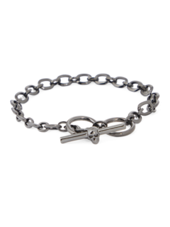 Gunmetal Skull Bar Chain Bracelet