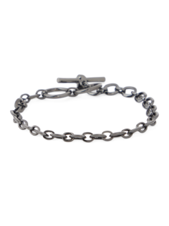 Gunmetal Skull Bar Chain Bracelet