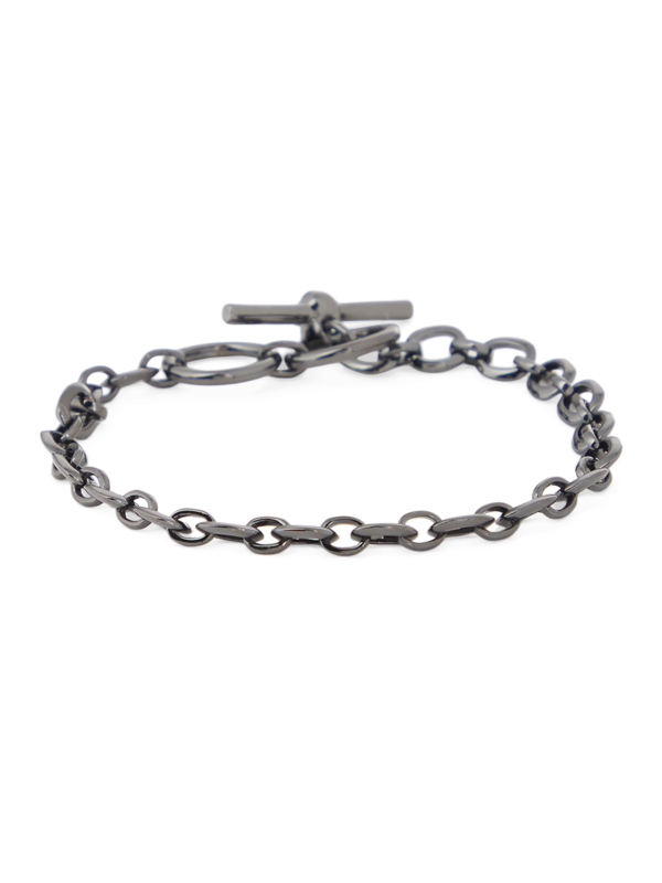 Gunmetal Skull Bar Chain Bracelet