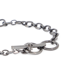 Gunmetal Skull Bar Chain Bracelet