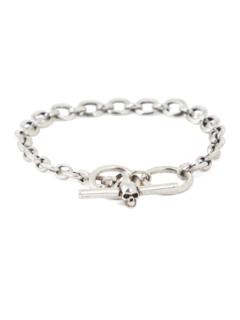 Silver Skull Bar Chain Bracelet