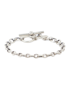 Silver Skull Bar Chain Bracelet