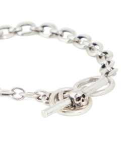 Silver Skull Bar Chain Bracelet