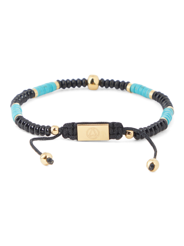 Black/Turquoise/Gold Macrame Bracelet