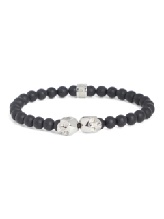 Black/Silver Twin Skull Bracelet