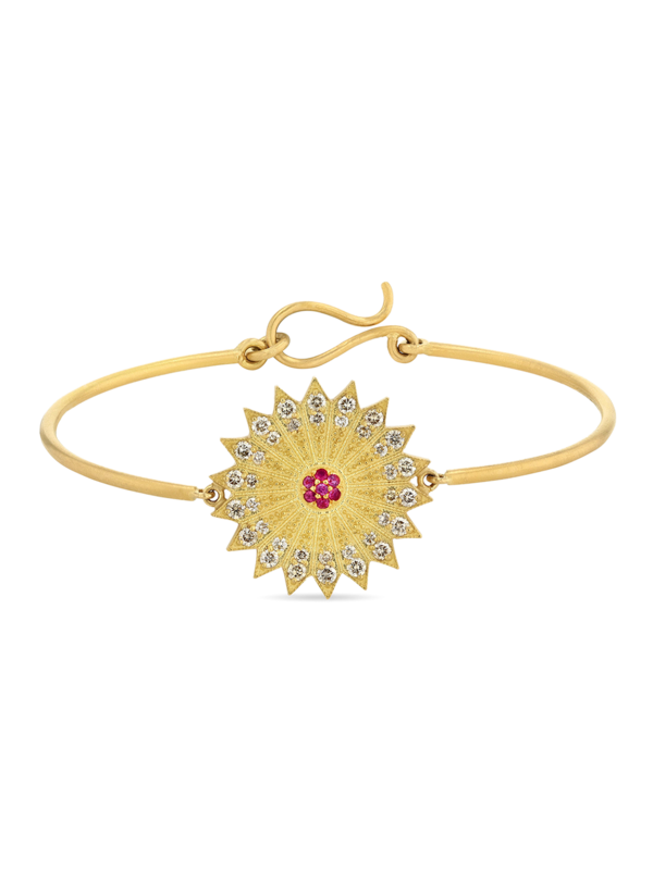 Gold, Diamond and Violet Amethyst "Power of Light" Bangle