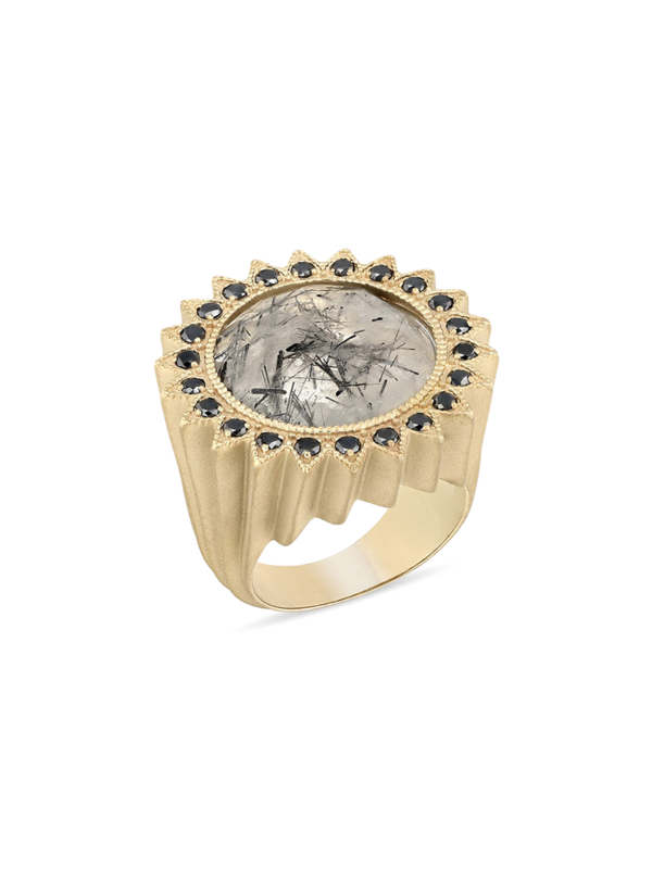 Gold and Black Diamond "Power of Light" Statement Ring