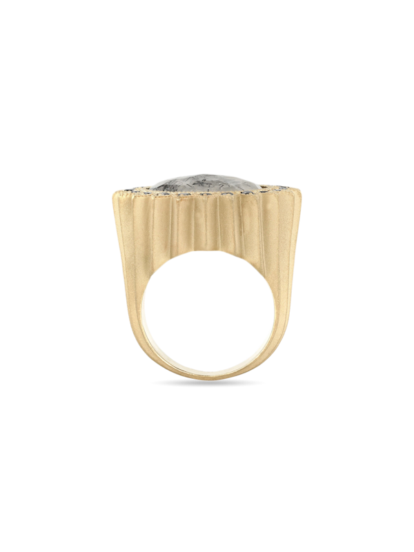 Gold and Black Diamond "Power of Light" Statement Ring