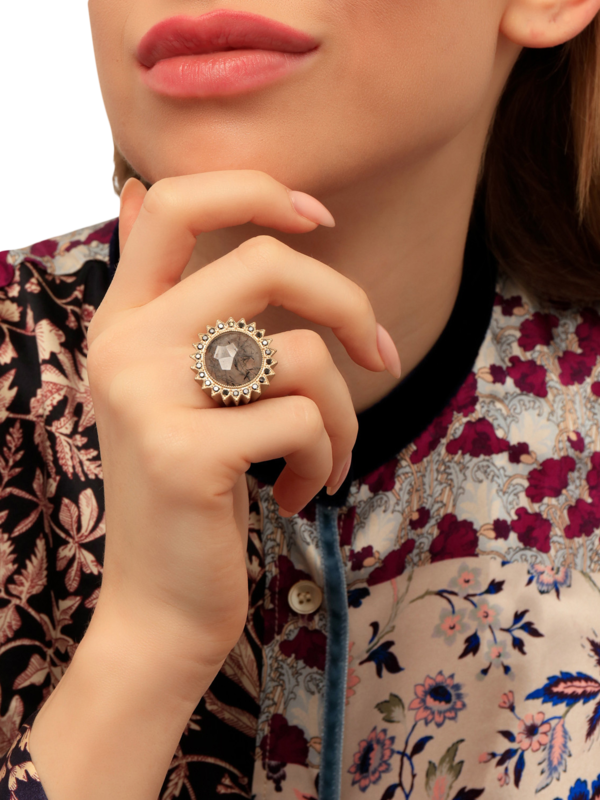 Gold and Black Diamond "Power of Light" Statement Ring