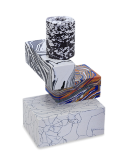 Stacked Swirled Marble Blocks Candelabra