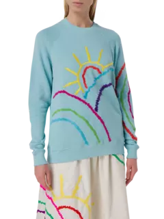 سويت شيرت بأكمام راجلان مطرز بتصميم مشهد الشمس