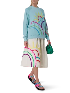 سويت شيرت بأكمام راجلان مطرز بتصميم مشهد الشمس