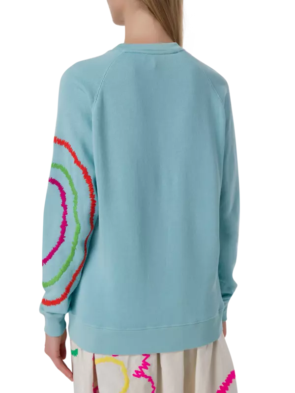 سويت شيرت بأكمام راجلان مطرز بتصميم مشهد الشمس