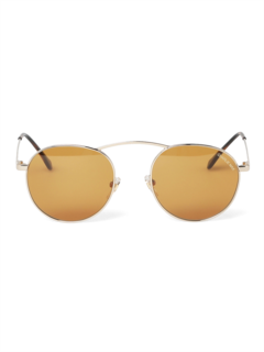 Metallic Brown Round Frame Sunglasses
