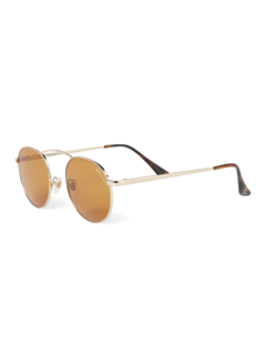 Metallic Brown Round Frame Sunglasses