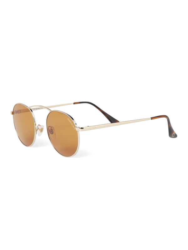 Metallic Brown Round Frame Sunglasses