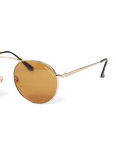 Metallic Brown Round Frame Sunglasses