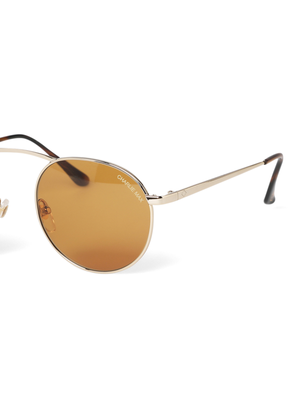 Metallic Brown Round Frame Sunglasses