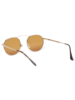 Metallic Brown Round Frame Sunglasses
