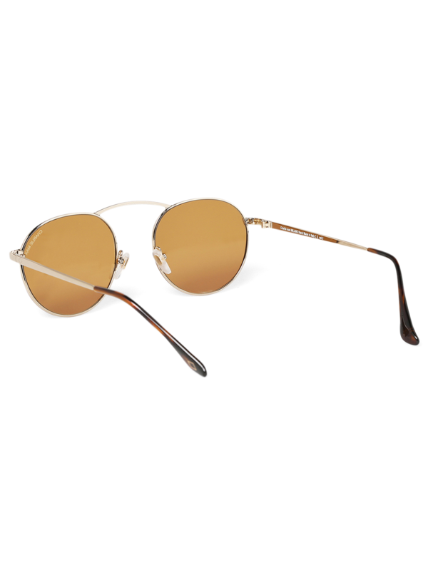 Metallic Brown Round Frame Sunglasses