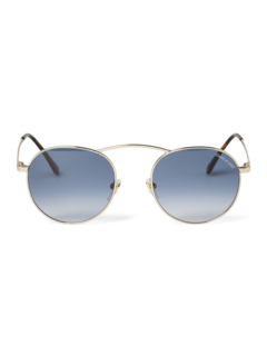Metallic Blue Round Frame Sunglasses