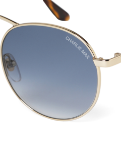 Metallic Blue Round Frame Sunglasses