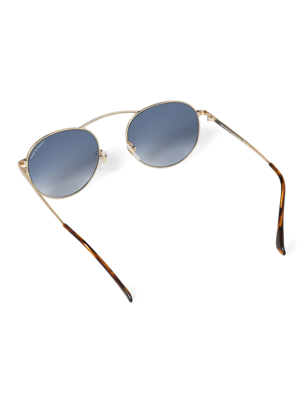Metallic Blue Round Frame Sunglasses
