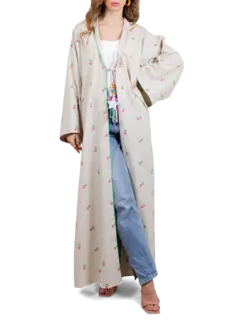 Stars Embroidered Linen Abaya