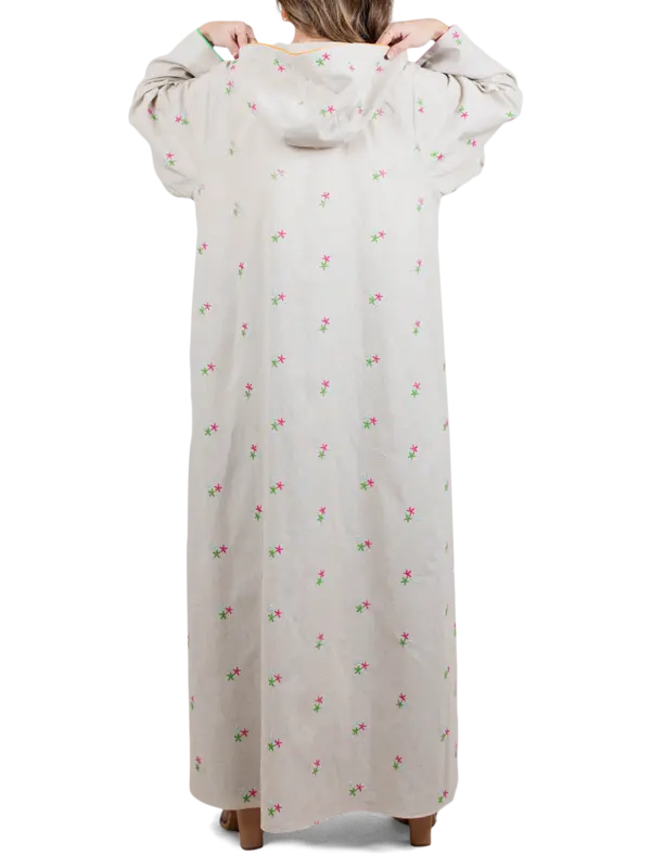 Stars Embroidered Linen Abaya