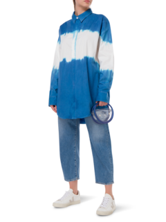 قميص صيفي بأكمام طويلة مصبوغ بطريقة الربط