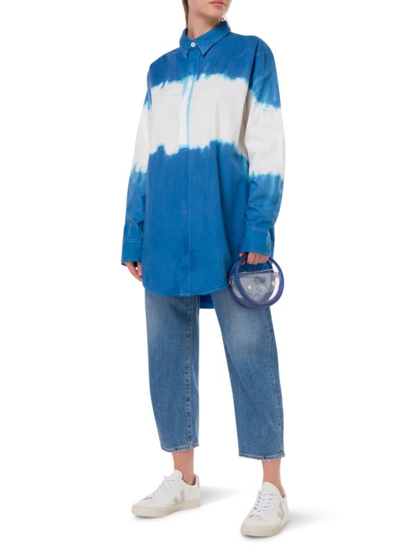 قميص صيفي بأكمام طويلة مصبوغ بطريقة الربط