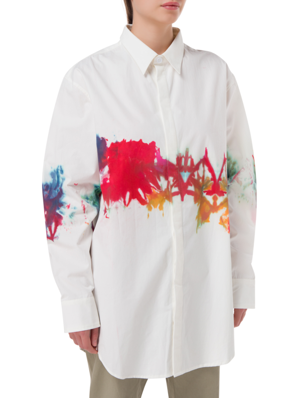 قميص صيفي بأكمام طويلة مصبوغ بطريقة الربط