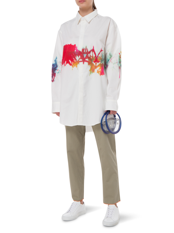 قميص صيفي بأكمام طويلة مصبوغ بطريقة الربط