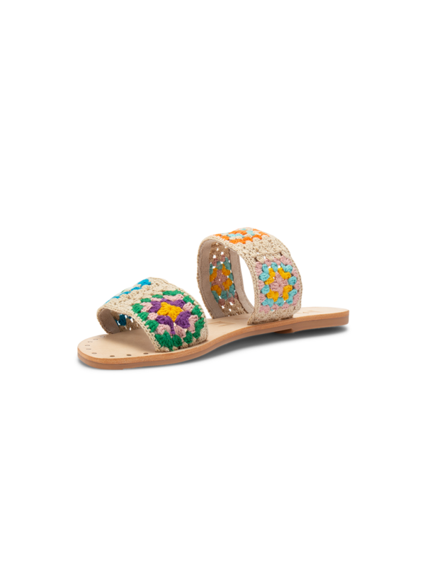 YUCATAN CROCHET DOULBE STRAP FLAT SANDALS