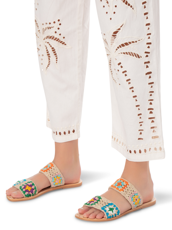 YUCATAN CROCHET DOULBE STRAP FLAT SANDALS