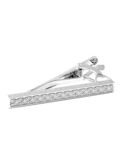 Thomp/ White Bronze Plating/ Clover pattern /Tie Clip