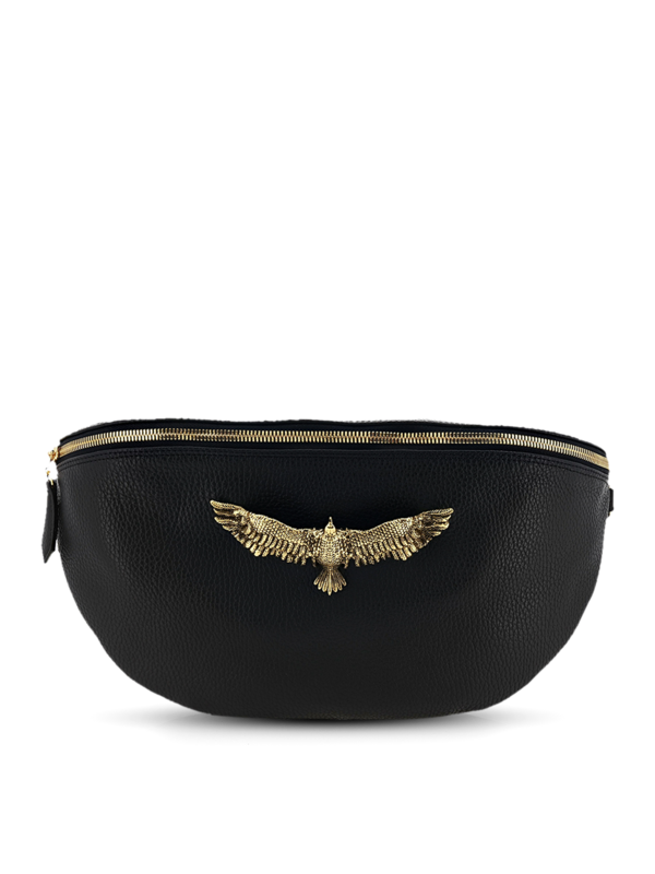 Leather Belt Bag with Statement Eagle Embellishment