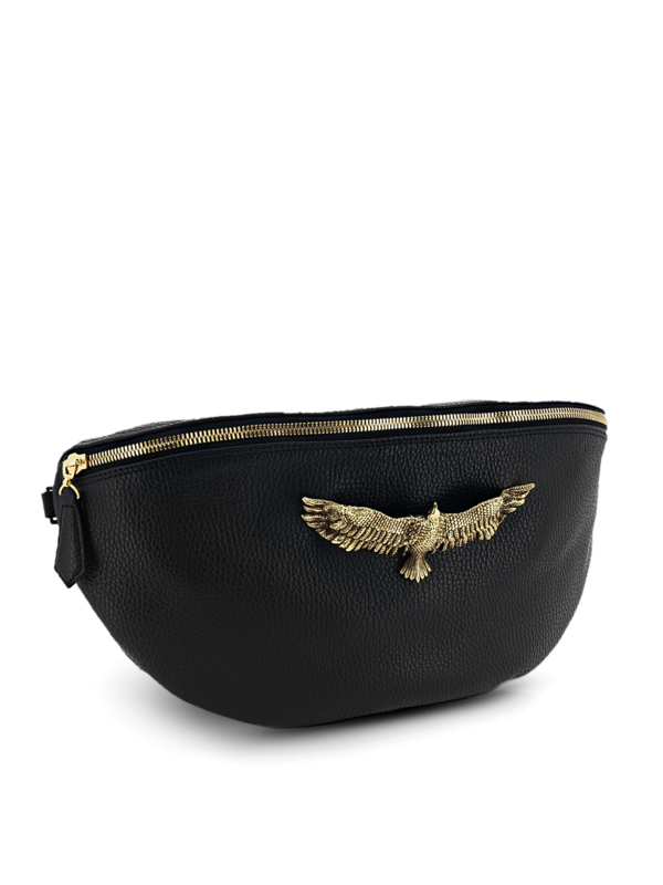 Leather Belt Bag with Statement Eagle Embellishment