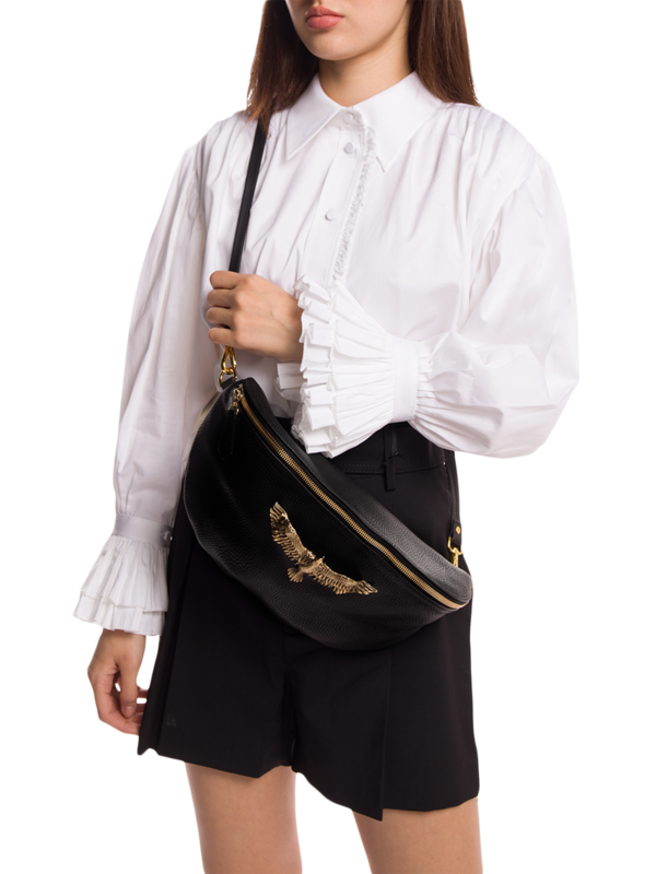 Leather Belt Bag with Statement Eagle Embellishment