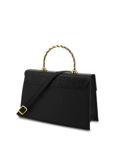 Structured Croc Effect Bag with Eagle Embellishment