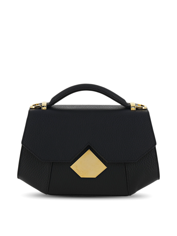 Structured Handbag with Gold Accents