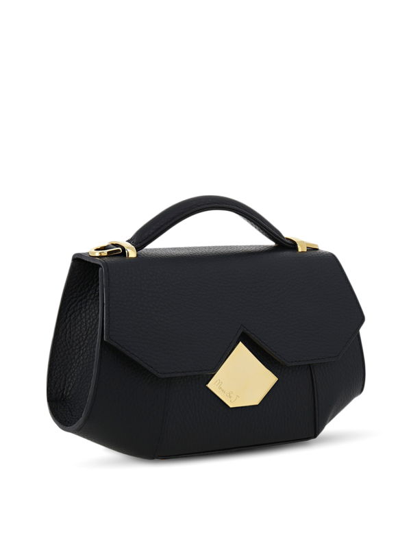 Structured Handbag with Gold Accents