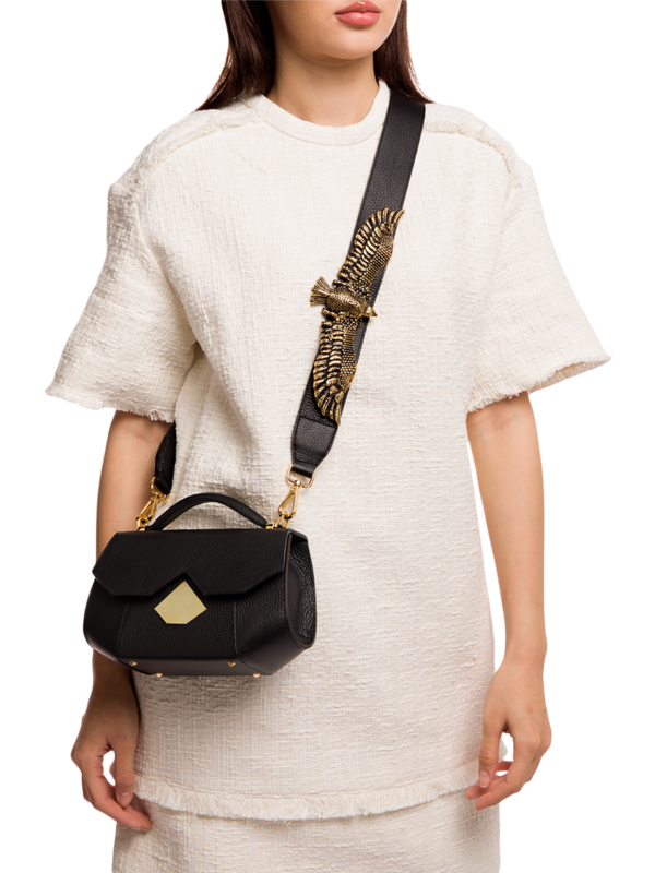Structured Handbag with Gold Accents